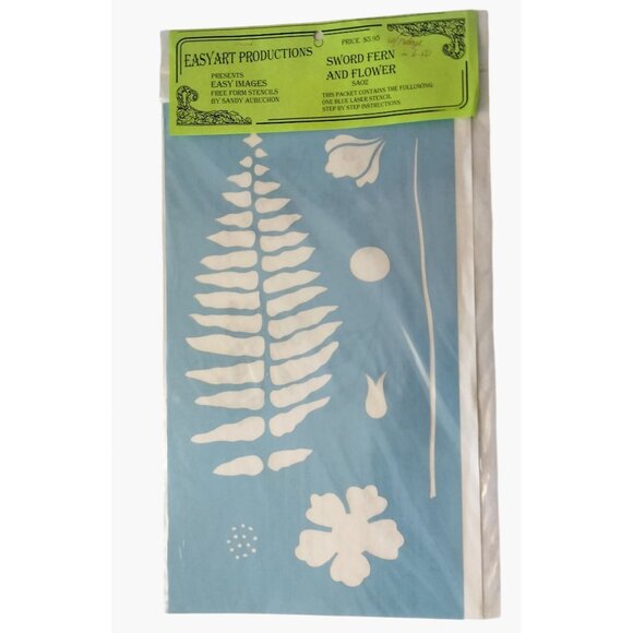Sandy Aubuchon Stencil Flower Sword Fern Easy Art Productions Free Form SA02 - Picture 2 of 11
